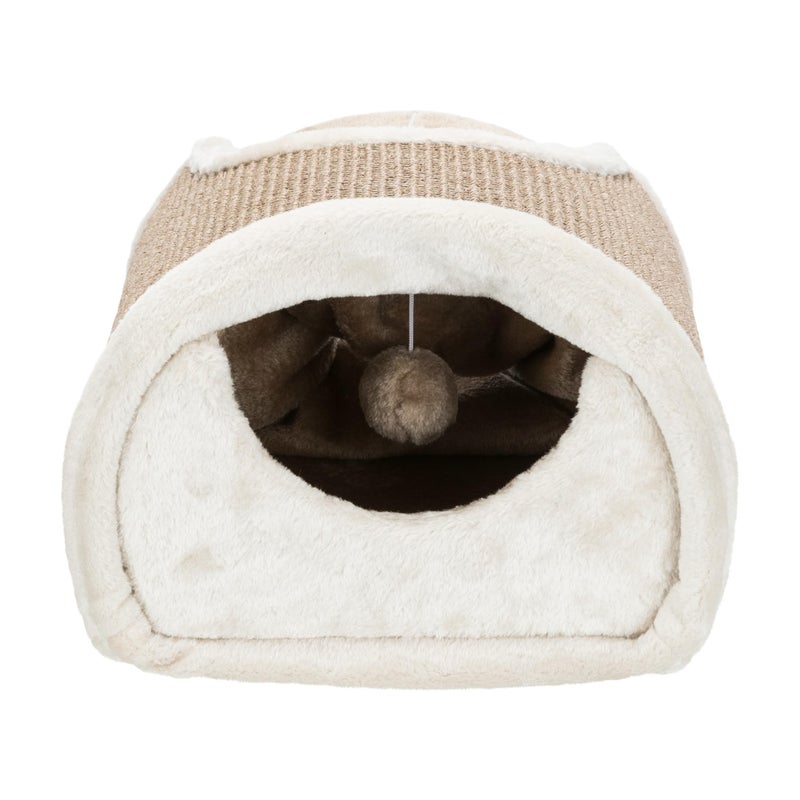 TRIXIE Cuddly Condos and Tunnel for Cats - Indoor Cat Furniture with Play Condos, Hideaway Tunnel, Dangling Cat Toys - Sisal Scratching Surface - Collapsible Design for Easy Storage, Cream - Image 5